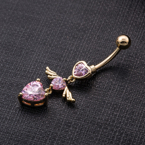 Női köldökfülbevaló 3 szívvel, több színben