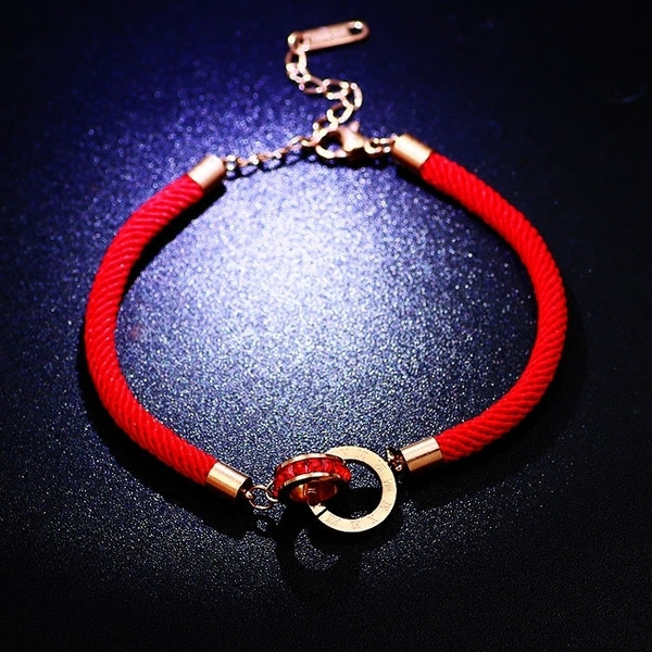 Brățară de zi cu zi pentru femei în roșu cu pietre decorative