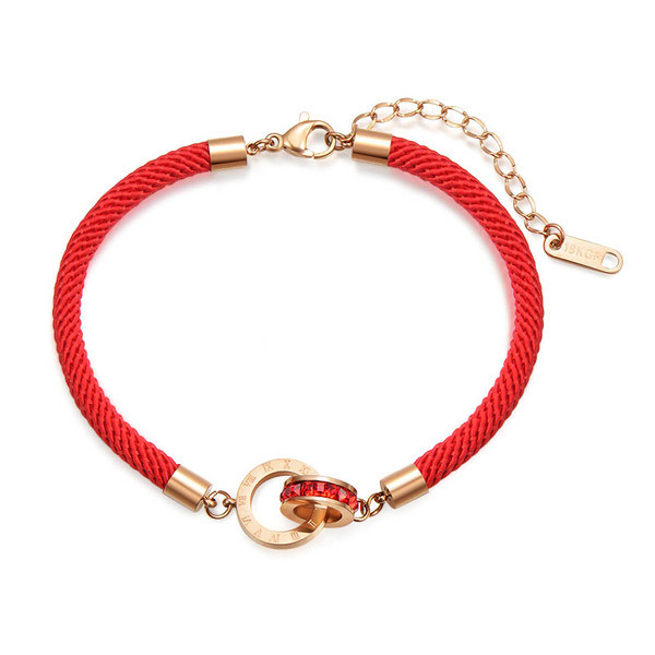 Brățară de zi cu zi pentru femei în roșu cu pietre decorative