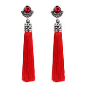 Дамски дълги обеци с кристал и пискюл