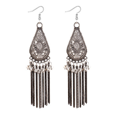 Cercei lungi de dama cu pietre in trei culori