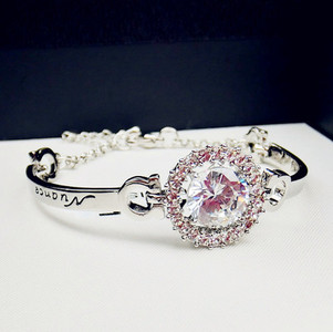 Γυναικείο βραχιόλι με διακοσμητικές πέτρες και επιγραφή σε δύο χρώματα