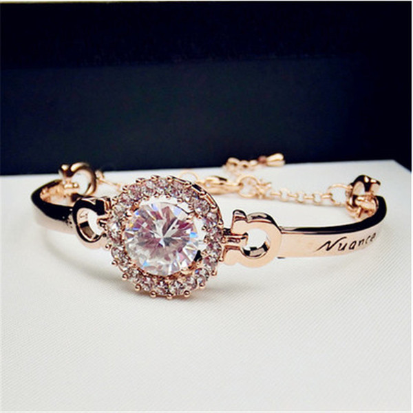 Γυναικείο βραχιόλι με διακοσμητικές πέτρες και επιγραφή σε δύο χρώματα