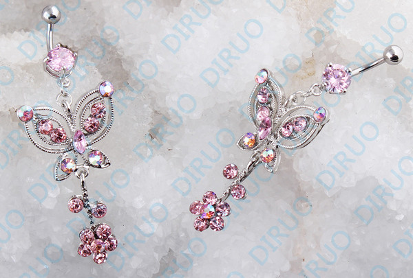 Cercel delicat pentru buric de dama de culoare roz