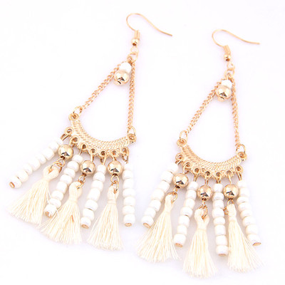 Γυναικεία μακρύ σκουλαρίκια με φούντες και πέτρες