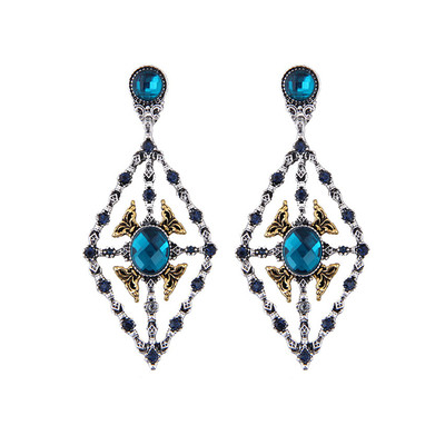 Γυναικεία σκουλαρίκια με πέτρες σε δύο χρώματα