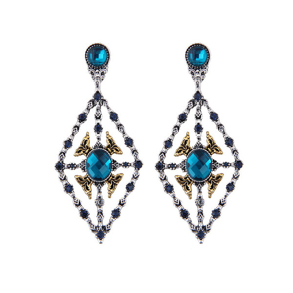 Γυναικεία σκουλαρίκια με πέτρες σε δύο χρώματα