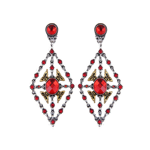 Γυναικεία σκουλαρίκια με πέτρες σε δύο χρώματα