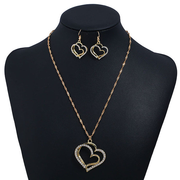 Set de dama colier si cercei in forma de inima