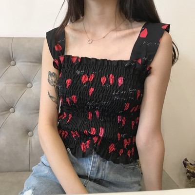 Top de damă elastic în alb și negru