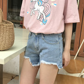 Pantaloni scurti dama din denim cu efect rupt