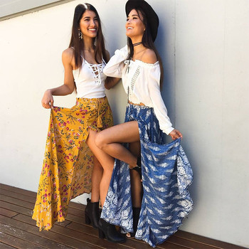 Γυναικεία φούστα με ψηλή μέση  με floral μοτίβα