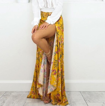 Γυναικεία φούστα με ψηλή μέση  με floral μοτίβα