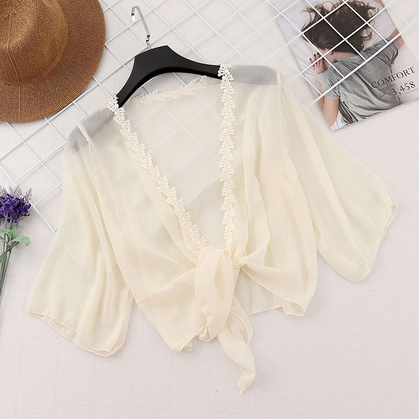 Γυναικεία ζακέτα από σιφόν με κεντήματα