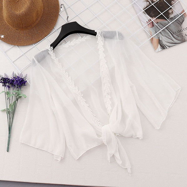 Γυναικεία ζακέτα από σιφόν με κεντήματα