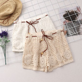 Γυναικεία πλεκτά σορτς με επένδυση σε δύο χρώματα