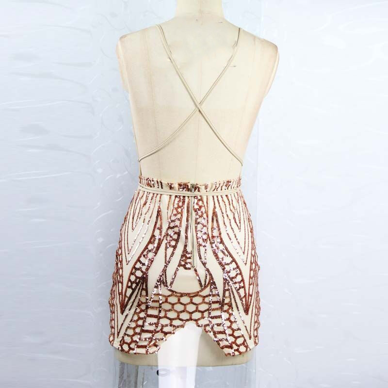 Rochie de dama cu decolteu in V si decor cu paiete