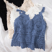 Top de dama scurt din dantela in patru culori