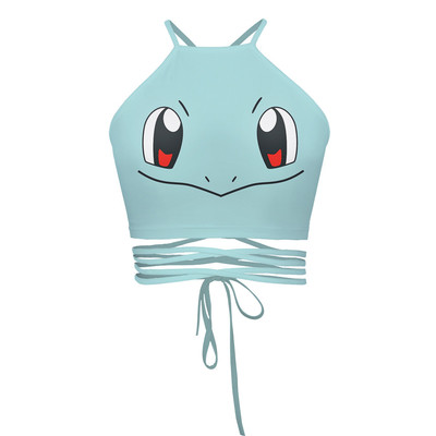 Top scurt de dama cu aplicatie si cravate in trei modele