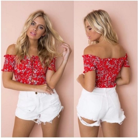 Top scurt de damă modern cu umerii deschiși