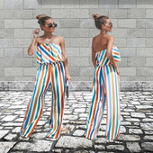 Salopetă de damă colorată cu umerii deschiși