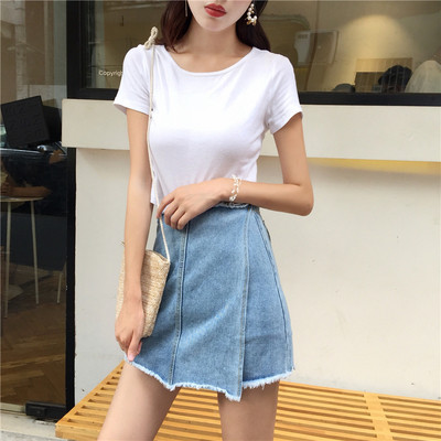 Fusta-pantaloni din denim cu accent