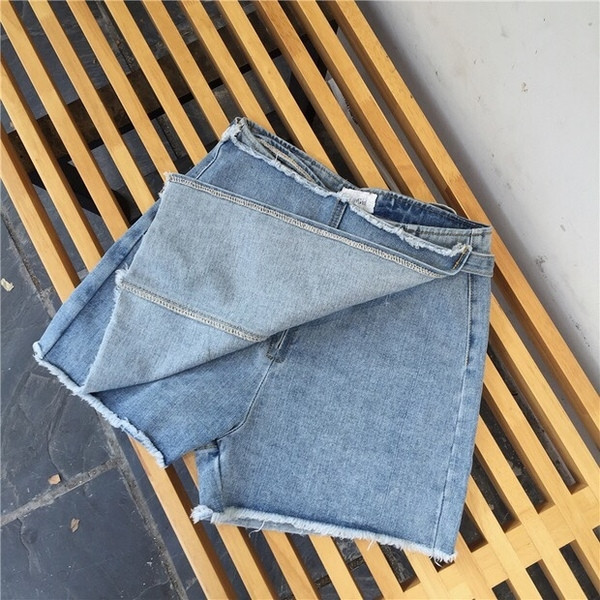 Fusta-pantaloni din denim cu accent
