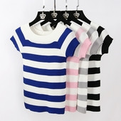 Tricou dama cu maneca scurta - dungi