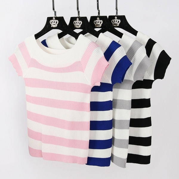 Tricou dama cu maneca scurta - dungi