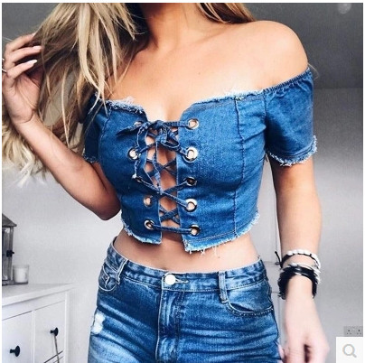 Bluza de dama din denim cu cravate