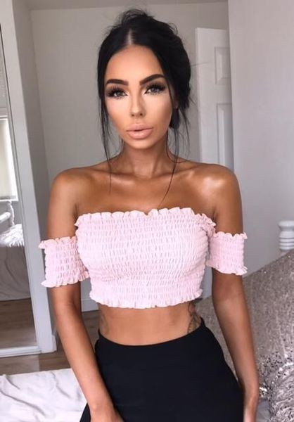 Top scurt dama cu elastic - 2 culori