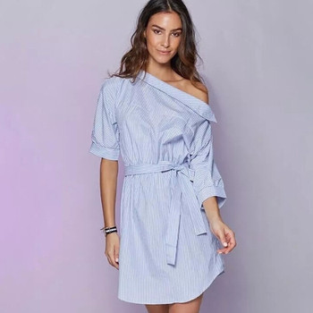 Rochie de vara dama in dungi cu centura