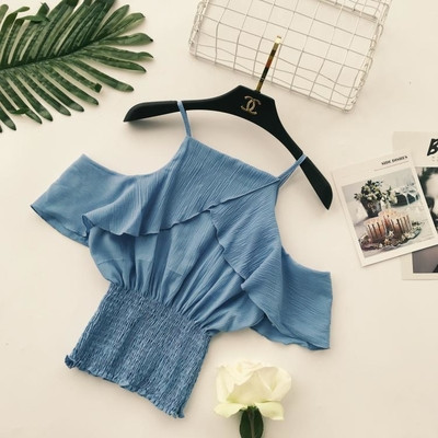 Bluză de șifon de damă cu umerii deschiși - mai multe culori