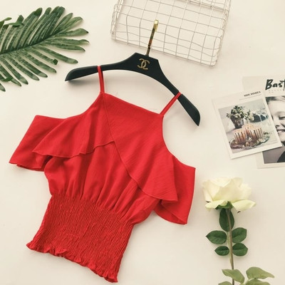 Bluză de șifon de damă cu umerii deschiși - mai multe culori