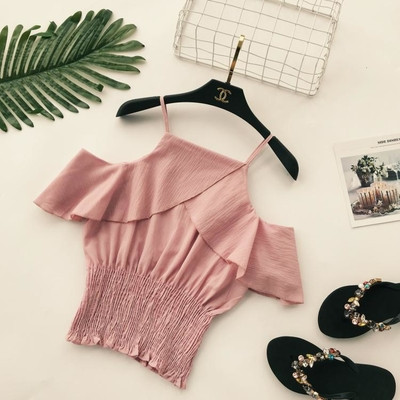 Bluză de șifon de damă cu umerii deschiși - mai multe culori