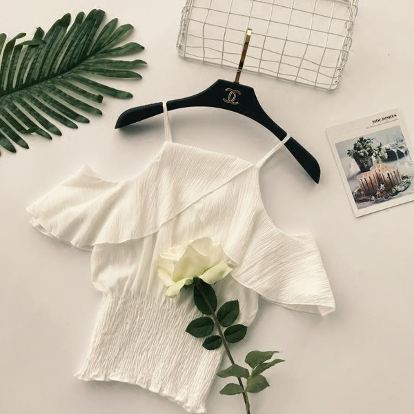 Bluză de șifon de damă cu umerii deschiși - mai multe culori