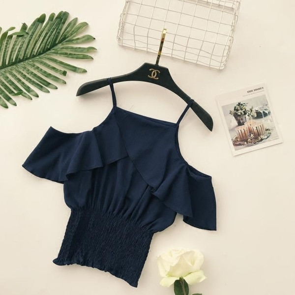 Bluză de șifon de damă cu umerii deschiși - mai multe culori