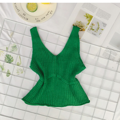 Γυναικείο πλεκτό αμάνικο με φαρδιές λωρίδες σε διάφορα χρώματα