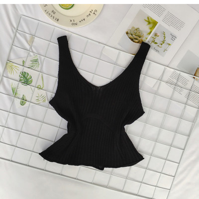 Γυναικείο πλεκτό αμάνικο με φαρδιές λωρίδες σε διάφορα χρώματα