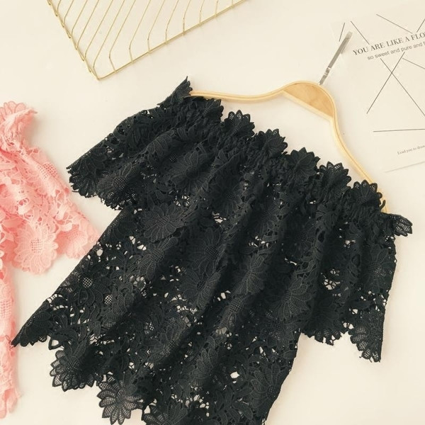 Bluză damă din dantelă cu umerii deschiși - 3 culori