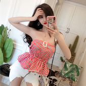 Bustiera dama in carouri cu catarama metalica in doua culori