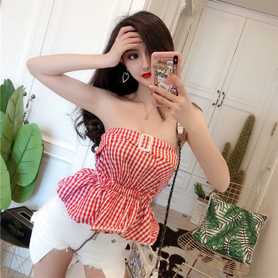 Bustiera dama in carouri cu catarama metalica in doua culori