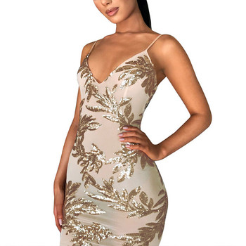 Rochie formala de dama cu decolteu in V si motive florale