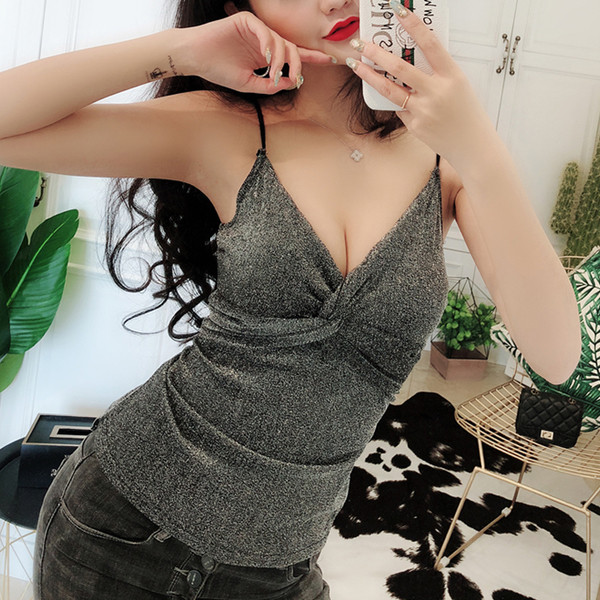 Maieu de damă strălucitor cu bretele subțiri