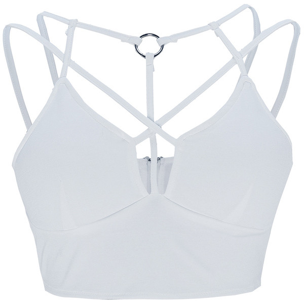 Bustiera scurta de dama cu bretele incrucisate si decor metalic in trei culori