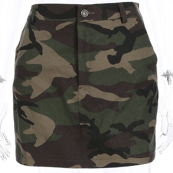 Fusta de dama camuflaj cu talie inalta