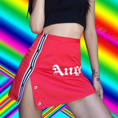 Fusta de dama moderna cu inscriptii si talie inalta