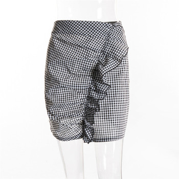 Fusta de dama stilata in dungi, cu talie inalta