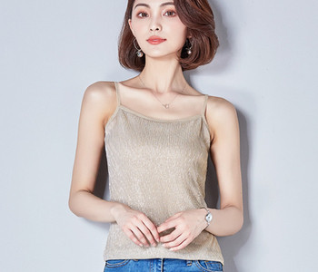 Top de dama modern stralucitor cu bretele subtiri in doua modele