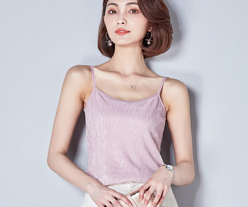 Top de dama modern stralucitor cu bretele subtiri in doua modele